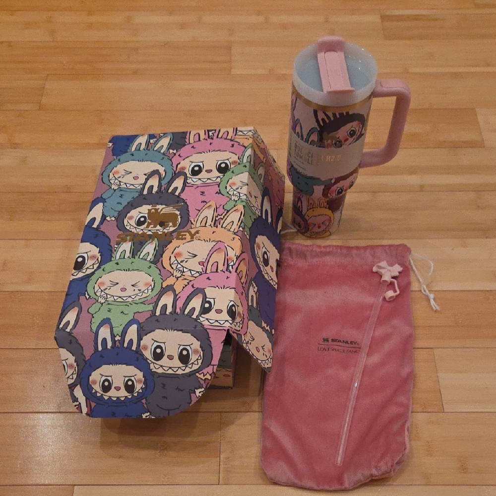 Cute Character Thermos with Pink Cover